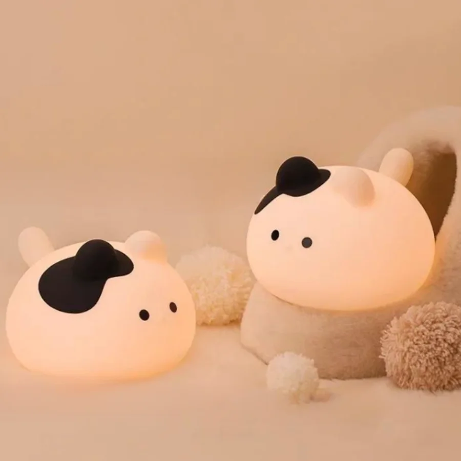 Creative Animal Cat Sleeping Lamp Desk  Bedroom Bedside Table Lamp Silicone LED Touch Sensor Night Lamp