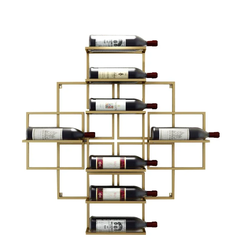 Luxury Display Wine Racks Wall Metal Gold Hooks House Beer Liquor Bar Cabinet Home Living Room Storage Vetrine Bar Furniture