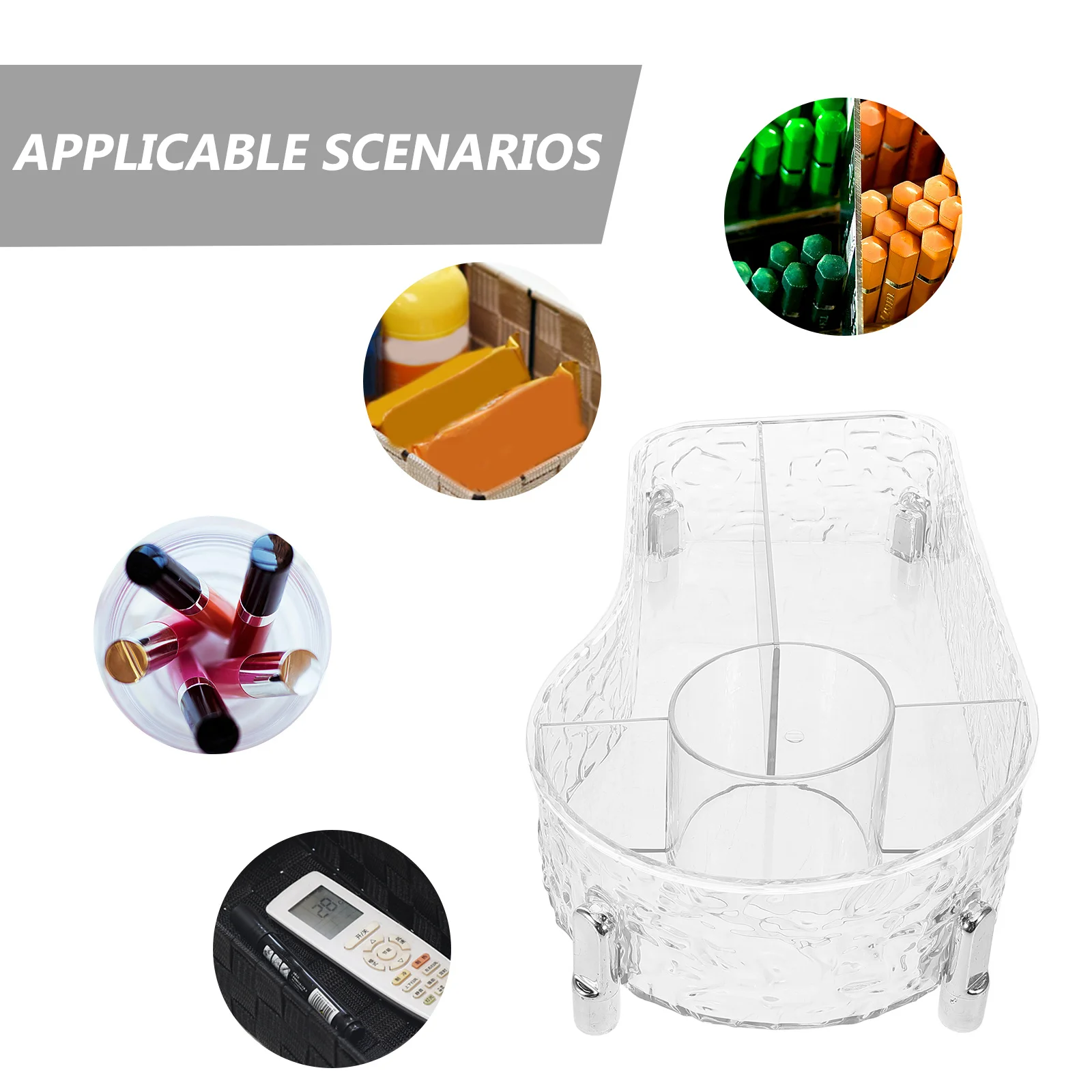 منظم المكياج 4 مقصورات للحمام، علبة عرض كونترتوب، بلاستيك بسعة كبيرة #2