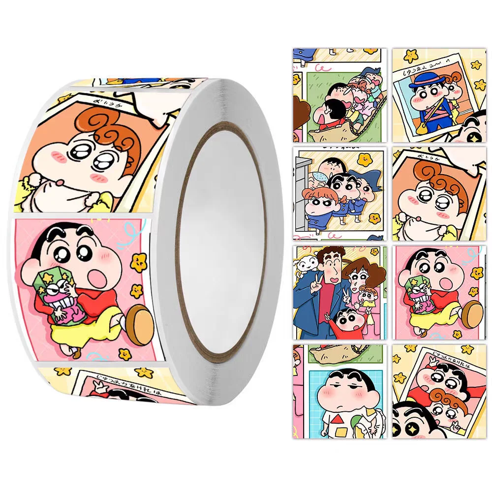 500 Stuks Kawaii Crayon Shin-Chan Tape Stickers Roll Student Mobiele Telefoon Skateboard Handboek Decoratie Stickers Geschenken Kinderen Speelgoed