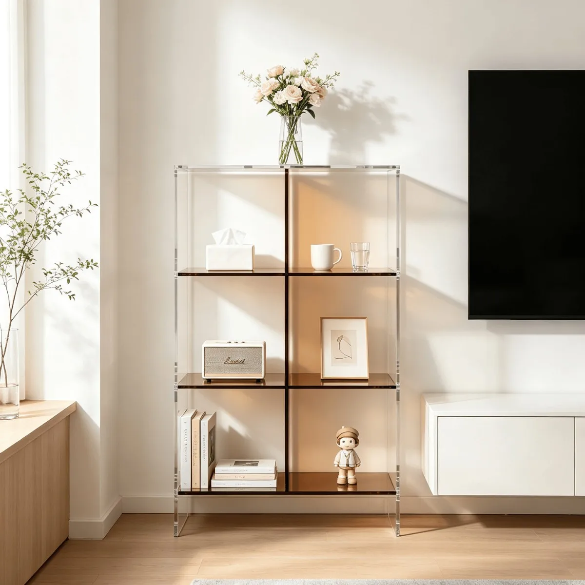 Acrylic display rack Living room multi-layer figure storage display rack Household sundries book storage rack