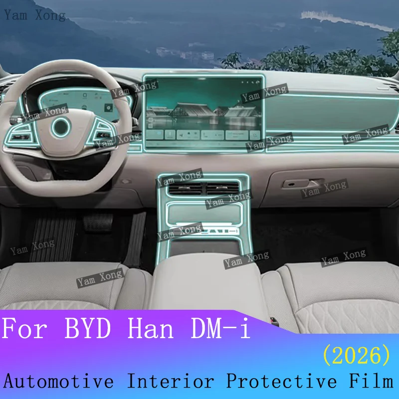 

For BYD Han DMI DM-i interior Film suit LED Navigation screen Protection Cover Sticker Gear Panel Transparent Anti-scratch Films