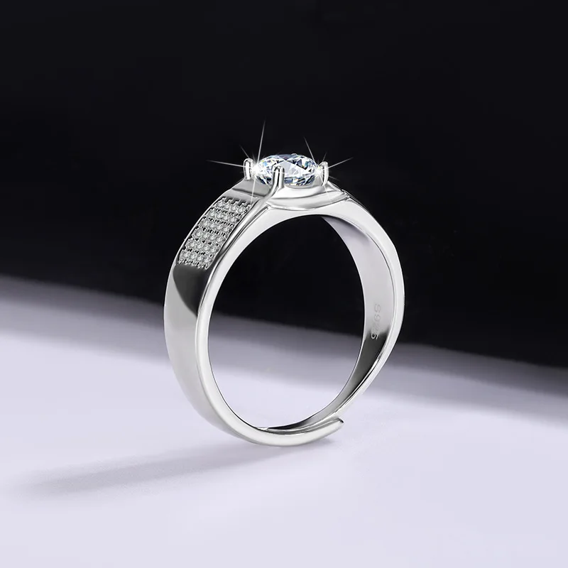 عالية الجودة الفضة رائعة وخفيفة فاخرة مويسانيتي السماء المرصعة بالنجوم الرجال خاتم مويسانيتي خاتم رجالي هدية #3