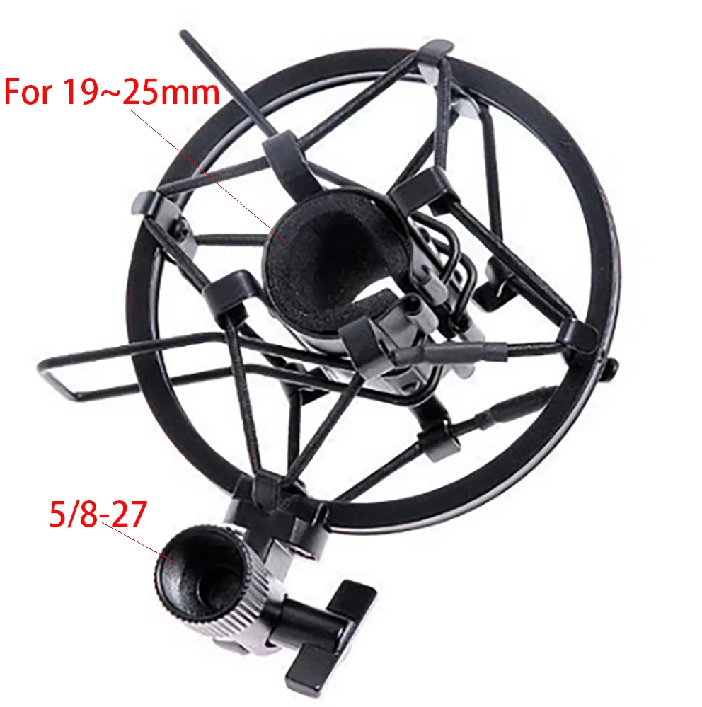 1set Black Handheld Condenser Microphone Shock Mount Clip Mic Shockmount Dynamic, mic clamp holder