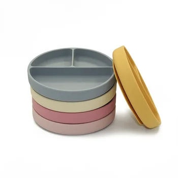 BPA içermeyen Gıda Sınıfı Kaymaz Çocuk Besleme Plakası Bebek Silikon Emme Plakası