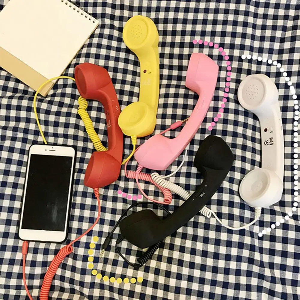 레트로 디자인 휴대폰 헤드셋, 레트로 3.5mm 휴대폰 핸드셋, 볼륨 조절 마이크 포함, 모바일 통화용