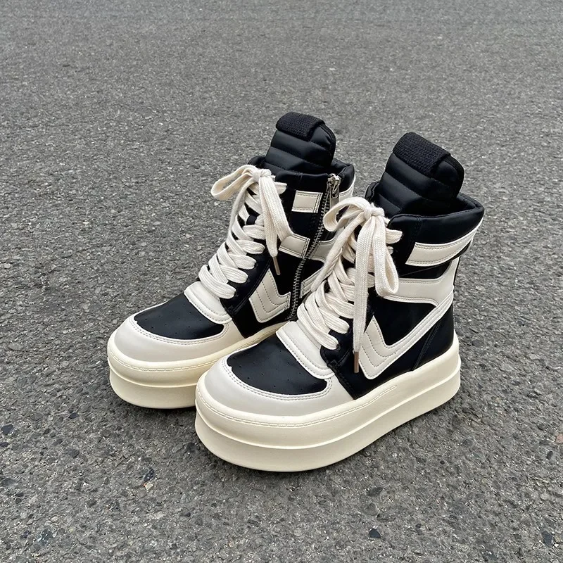 Retro Designer Women Chunky Platform Shoes Woman Ankle Boots,High-top Sneakers Riding Casual Flats Sneakers Street Club Footwear