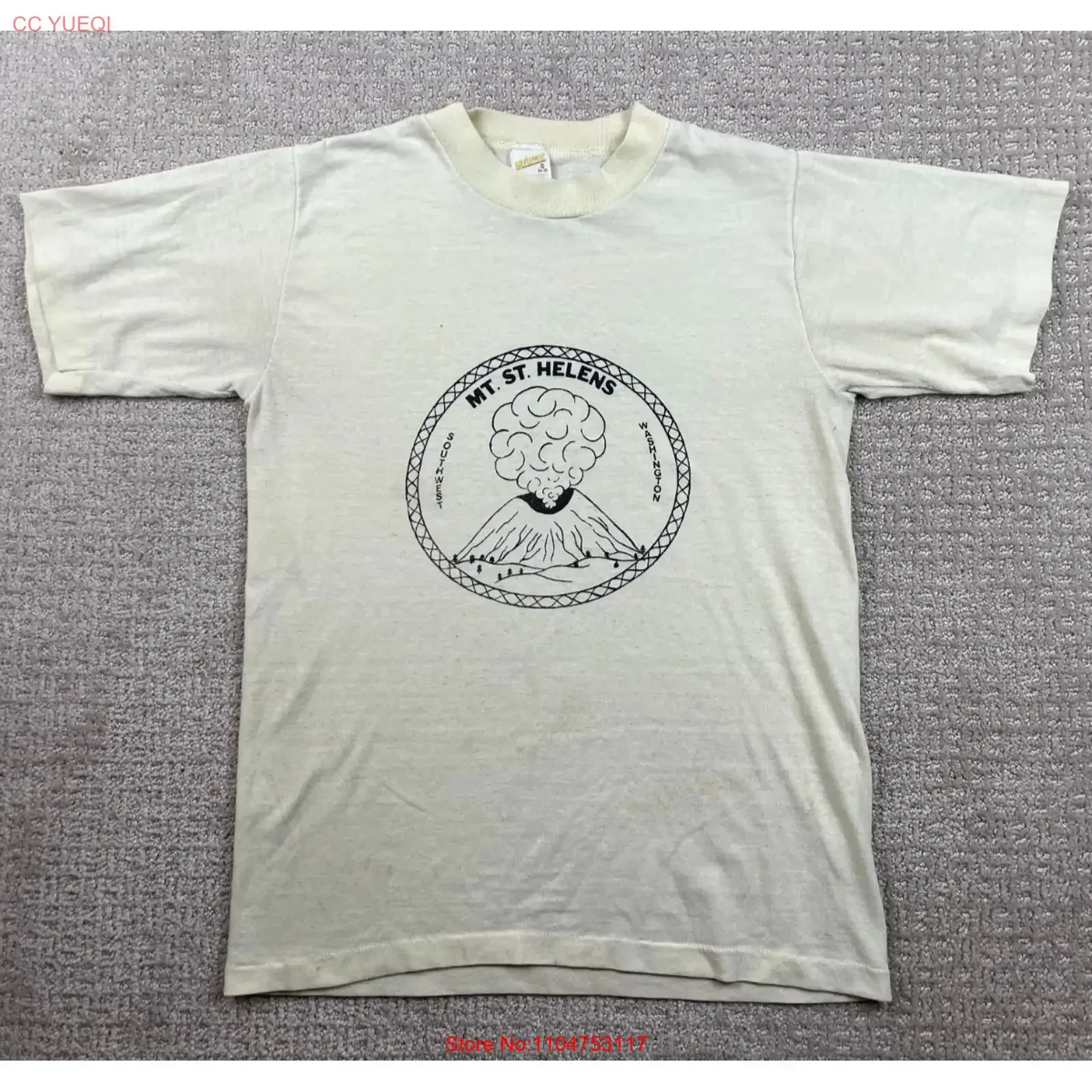Vintage 1980 Mt St Helens Eruption T Shirt Mens S White Sportswear vintage Washed Breathable streetwear graphic Comfortable