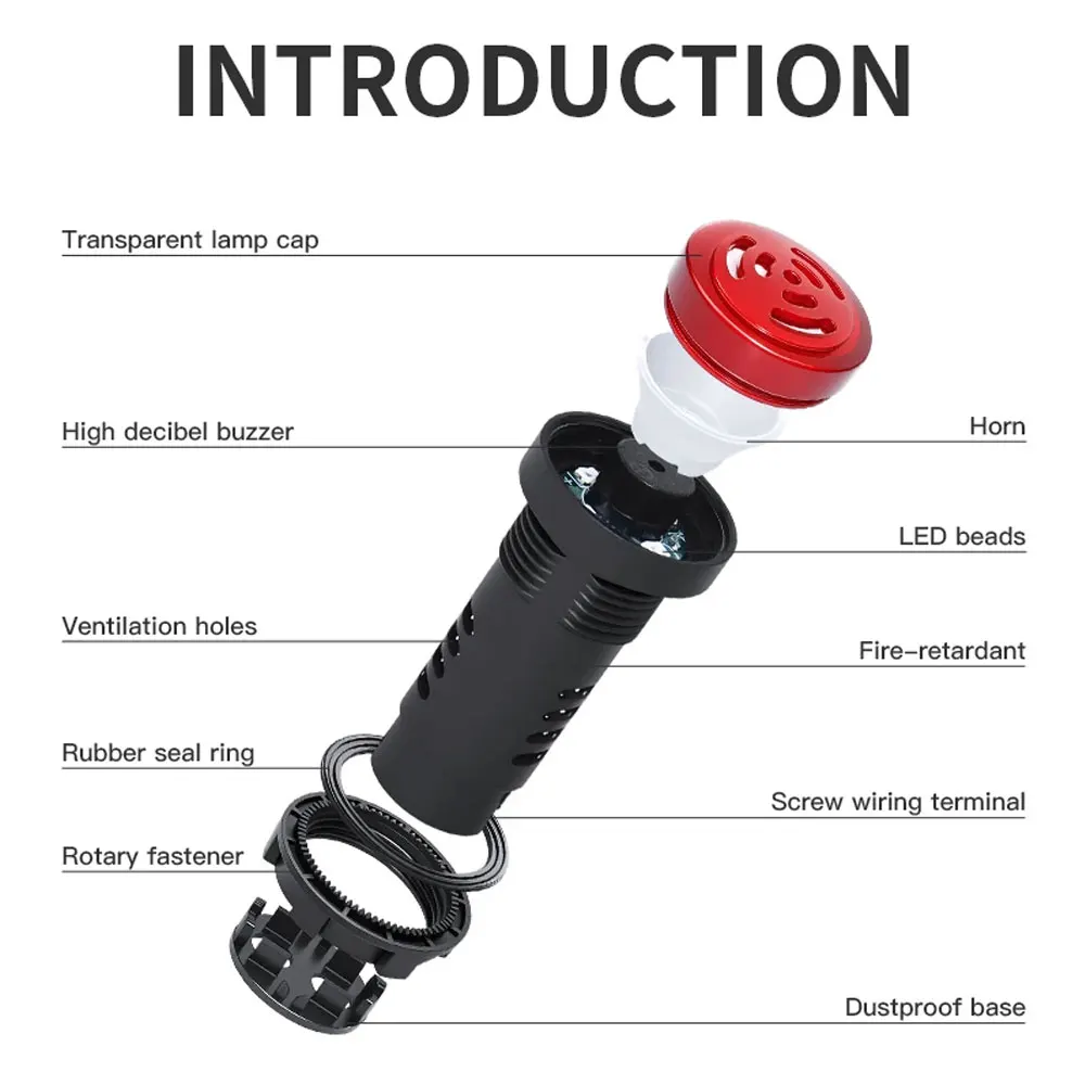 1pc Car 12V 24V 220V High-decibel Flash Signal Light Beep Alarm AD16-22SM Mini Active Buzzer LED Indicator Auto Accessories