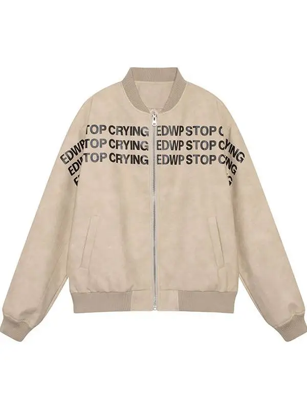 

Большая американская ретро-куртка в стиле INS с буквенным принтом, бейсбольная куртка-бомбер из кожи для мужчин и женщин, верхняя одежда