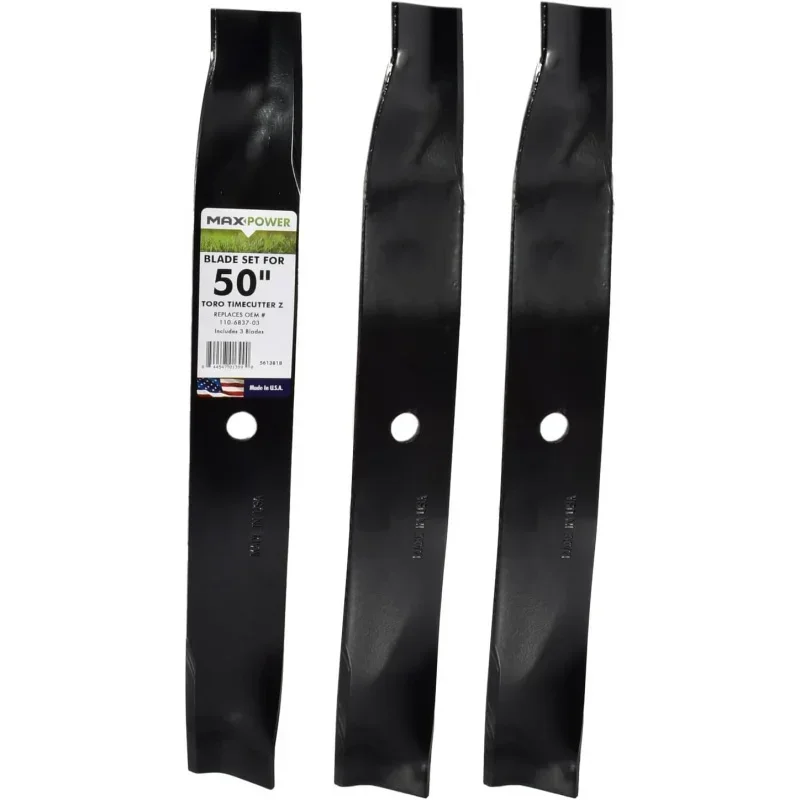 561381 B 3 High Lift Blade Set 50'' Cut Toro Time Cutter Z Mowers Replaces OEM no. 110-6837-03, 115-5059-03, black