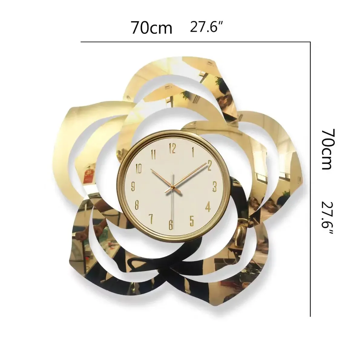 

-70X70CM зеркальные большие дропшиппинг товары 2024, современные роскошные настенные подвесные часы, декоративные