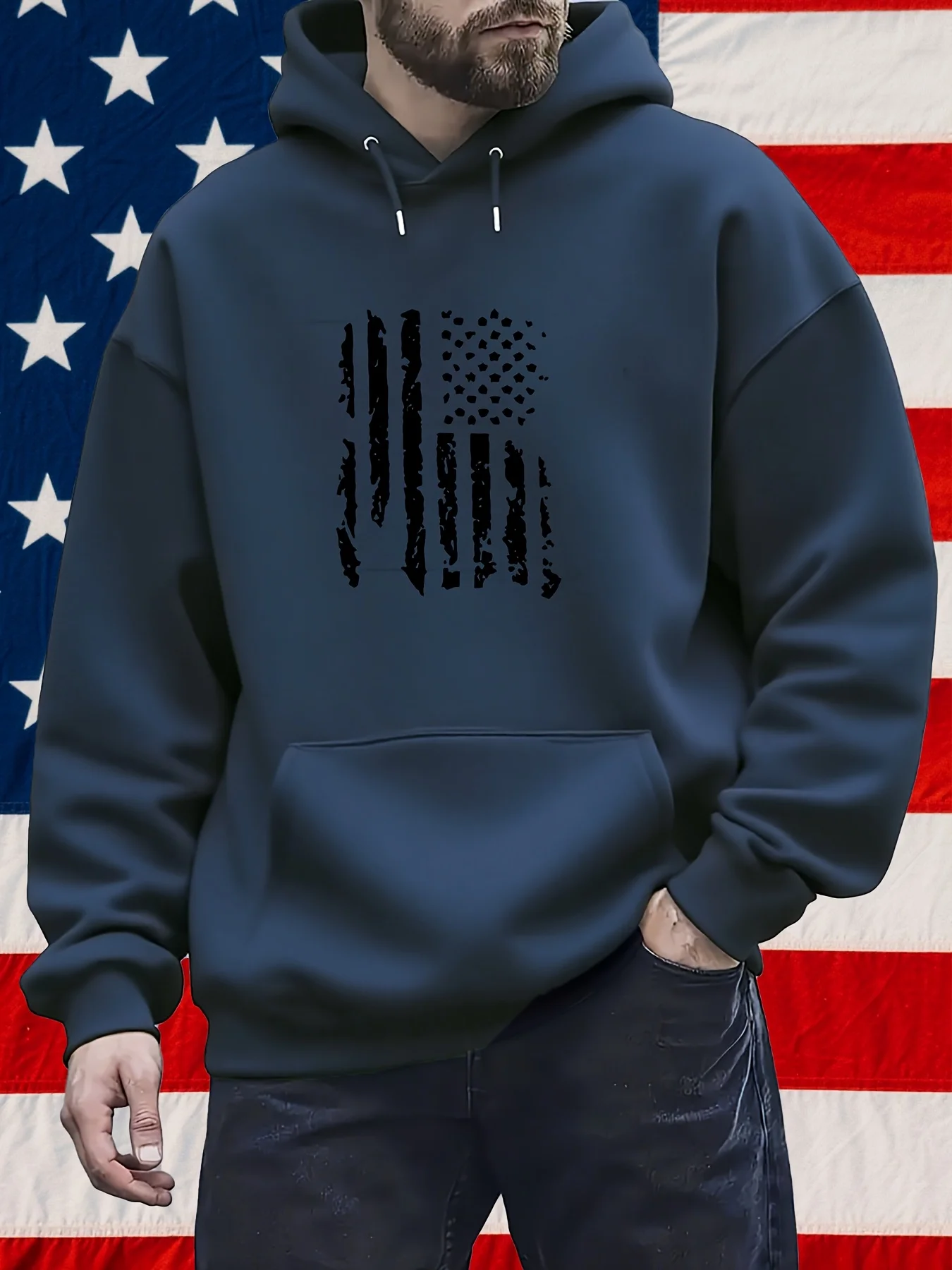 New Trend Fashion Personality Print Men Hooded Sweatshirt Autumn and Winter Daily Outdoor Sports Loose Fitness Leisure Warm