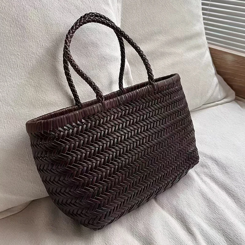 Luxuriöse Handtasche mit Obergriff, Französischer Stil Echtes Leder Patchwork Große Einkaufstasche, Damen Retro Casual Schultertasche – Detail 6