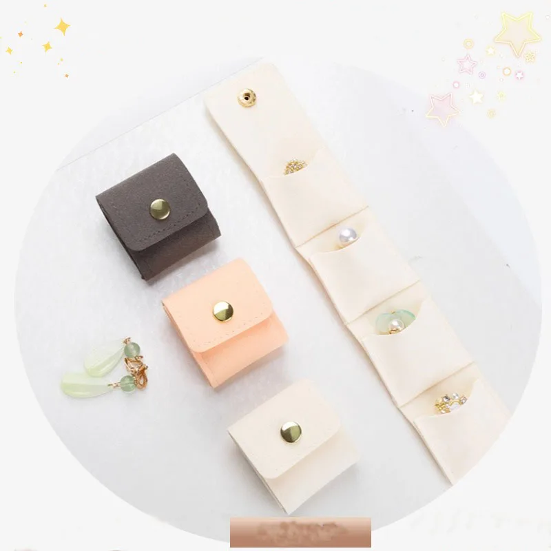 10pcs/lot Foldable Microfiber Jewelry Buckle Bags Travel Portable Pocket Earrings Ring Small Item Storage Bag
