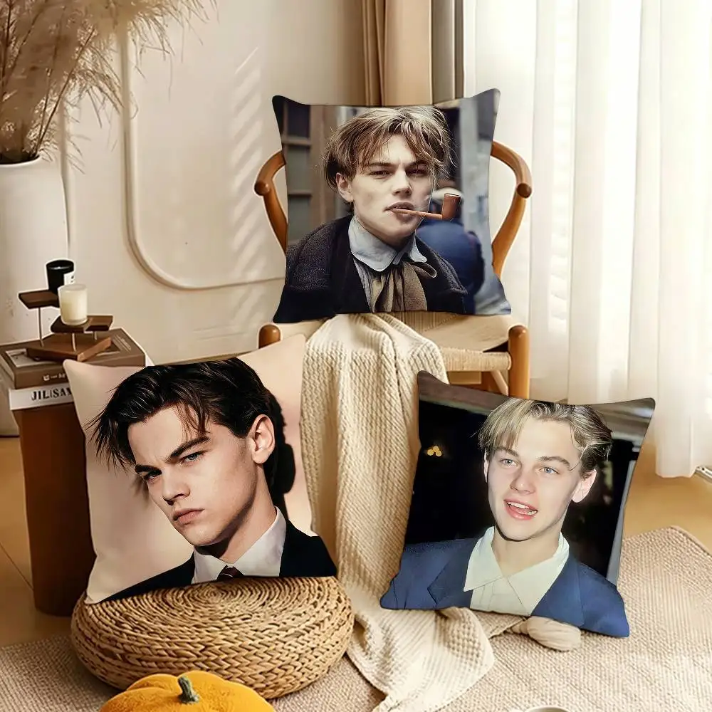 L-Leonardo Dicaprio Young   Various Sizes Square Pillow Case For Car Home Bedchamber Decor