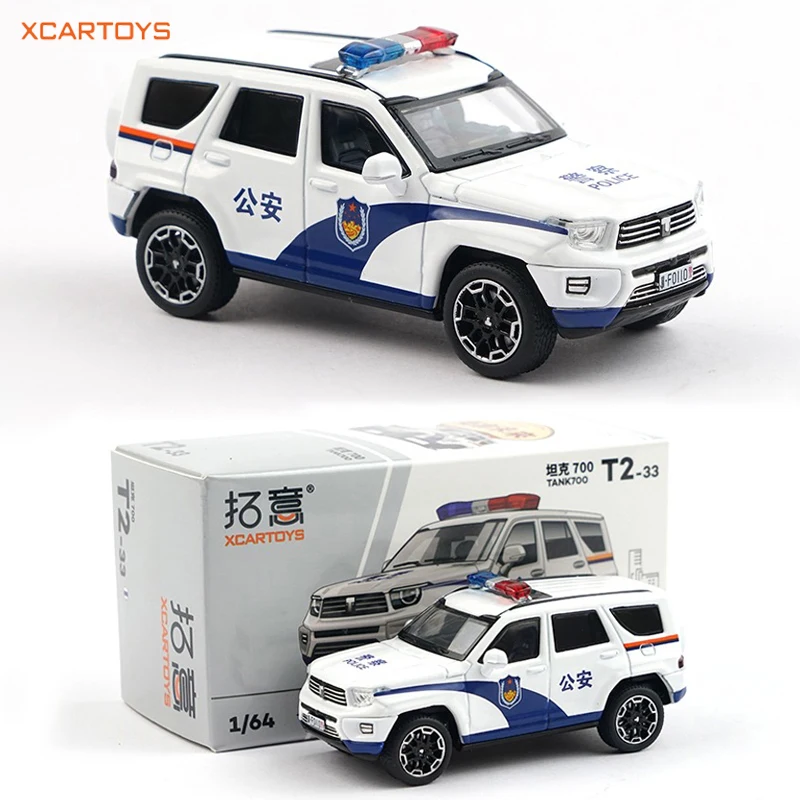 XCARTOYS سبيكة 1/64 الشرطة على الطرق الوعرة جيب SUV جمع الحلي خزان 700 سيارة الأمن العام نموذج الأولاد لعبة هدية