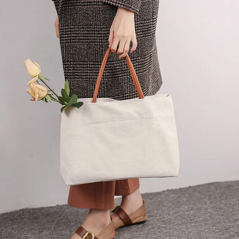 Borsa da donna Koren Canvas Casual Tote Bag di alta qualità borse a tracolla ad alta capacità borse e borsette borsa semplice per ragazze semplice