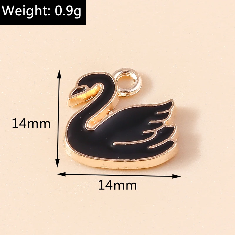 10pcs 14*14mm Lovely Animal Pendants Enamel Swan Charms  for diy Jewelry Making Accessories Handmade Earrings Necklace Bracelets