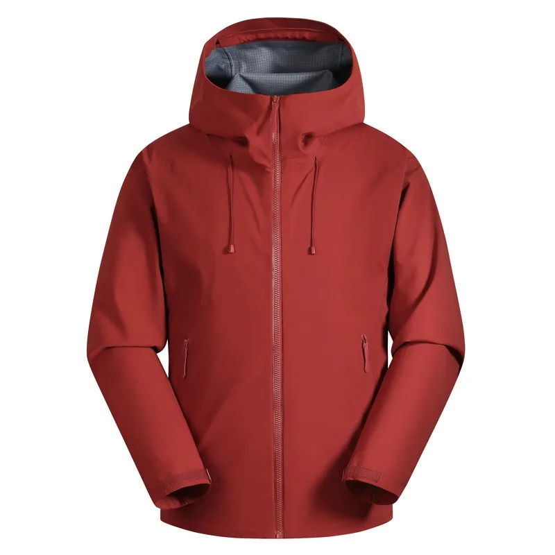 Outdoor windproof and waterproof heat-sealed three-layer rubber hard shell jacket men's and women's mountaineering hiking jacket