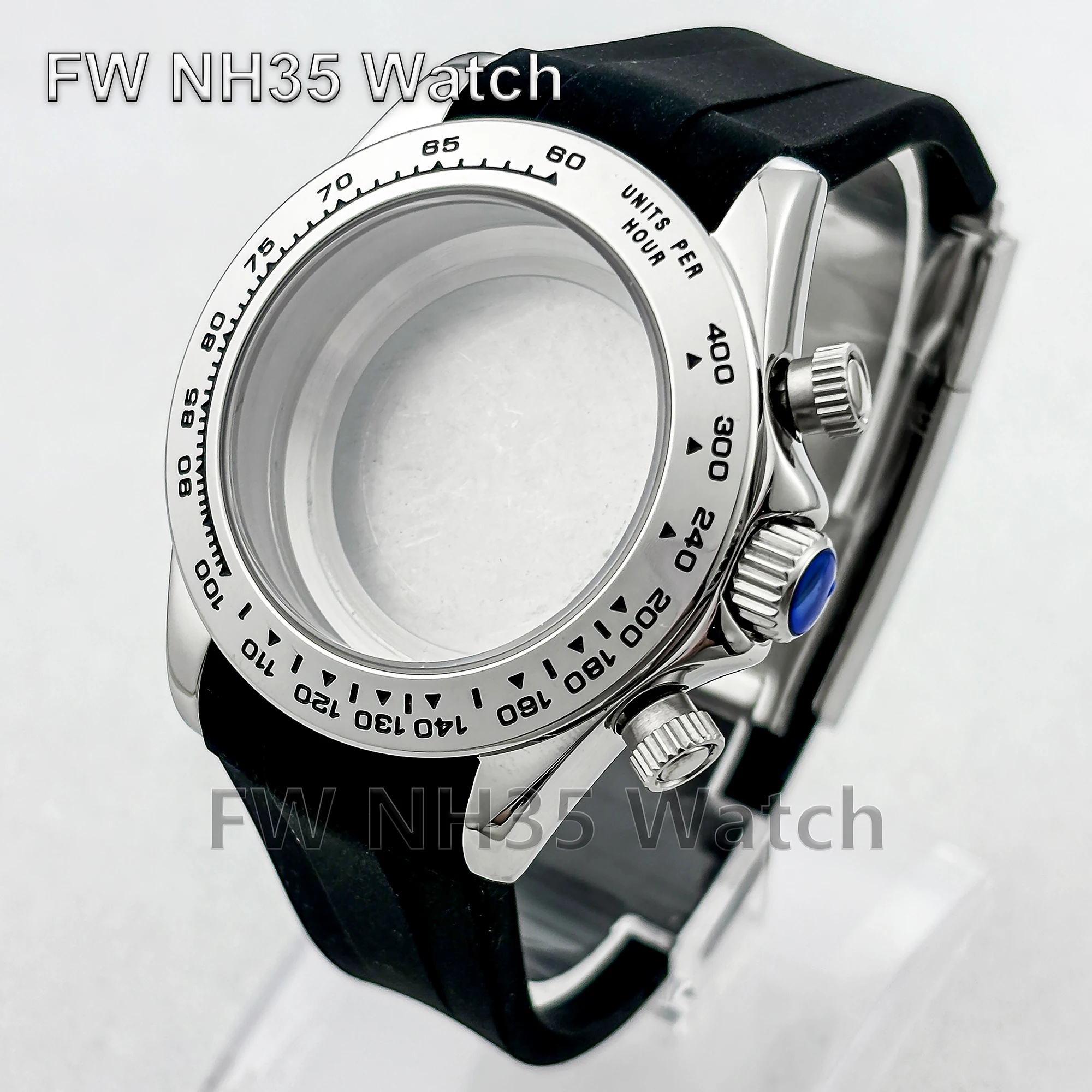 

VK63 Watch Case Watch Accessories Rubber Strap Sapphire Crystal Waterproof Case for VK63 Quartz Movement DIY Watch Mod Parts