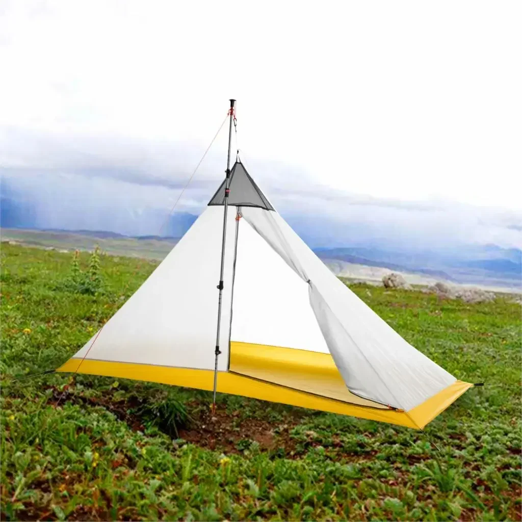 620g Ultralekki 2-osobowy namiot wewnętrzny 40D Nylon Silicon Coating Outdoor 4 Seasons Camping Tent Rodless Pyramid Marquee Duży namiot