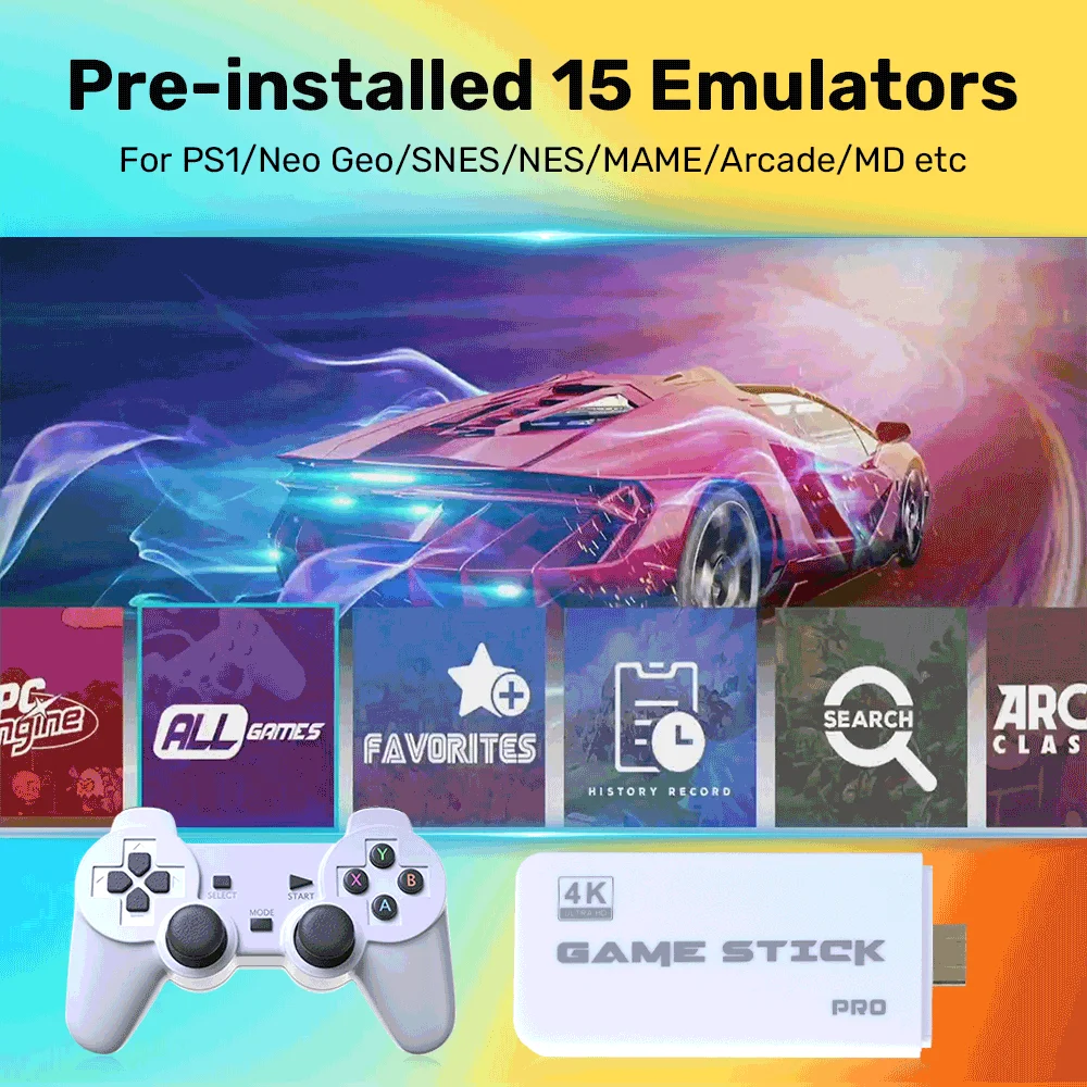 M15 Game Stick Mini TV Handheld Spielkonsole 64G 30000 + Retro Spiel HD Ausgang für PS1/ARCADE/SNES/MAME/NEO GEO Wireless Controller