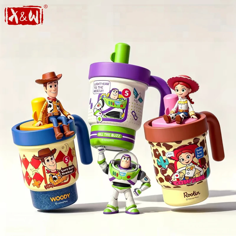 X&W Toy Story 550ml Thermos Cup 316 Stainless Steel Vacuum Flasks Coffee Cups Portable Home/office Desktop Straw Mug Girl Gift