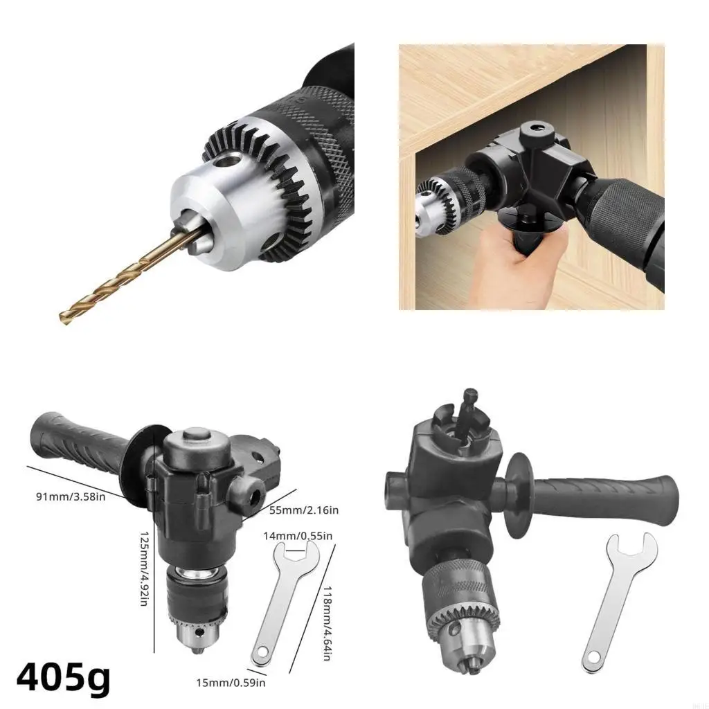 

964E 90 Degree Drill Bit Adapter with 360 Degree Rotation for Seamlessly Operations in Tight Corners for DIY Enthusiasts