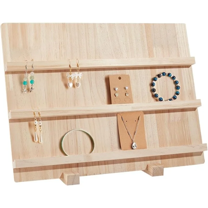 1Set Wood Earring Display Stands 3 Layers Jewelry Earring Display Holder Wood Earring Card Holder Photos Business Card Holder