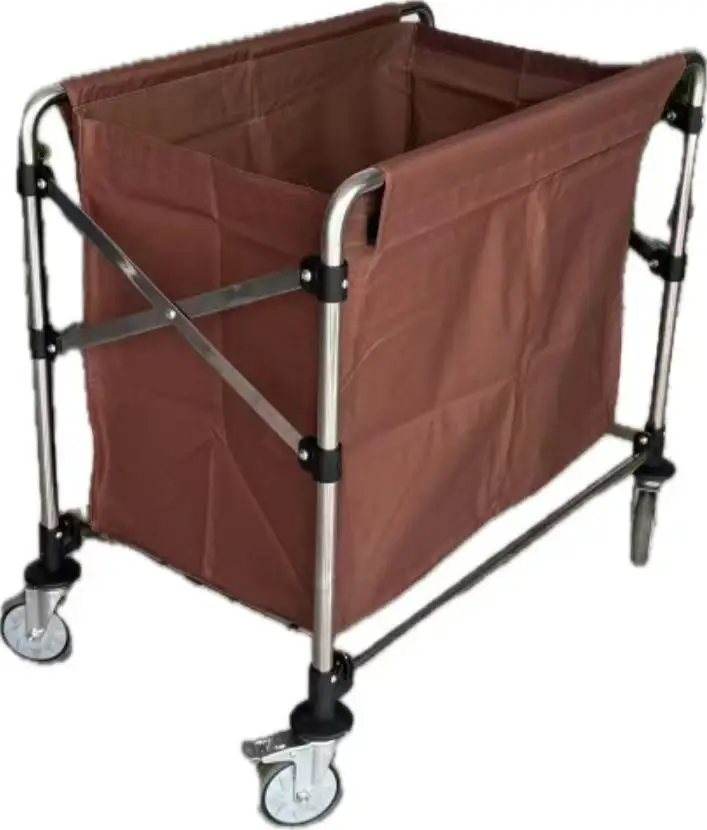 عربة تنظيف الغسيل المعدنية للتدبير المنزلي لغرفة الفندق