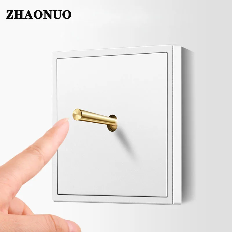 

Fashion Personality Wall Brass Lever Toggle Switch 1-4 Gang 2 Way White PC Panel For Home Improvement