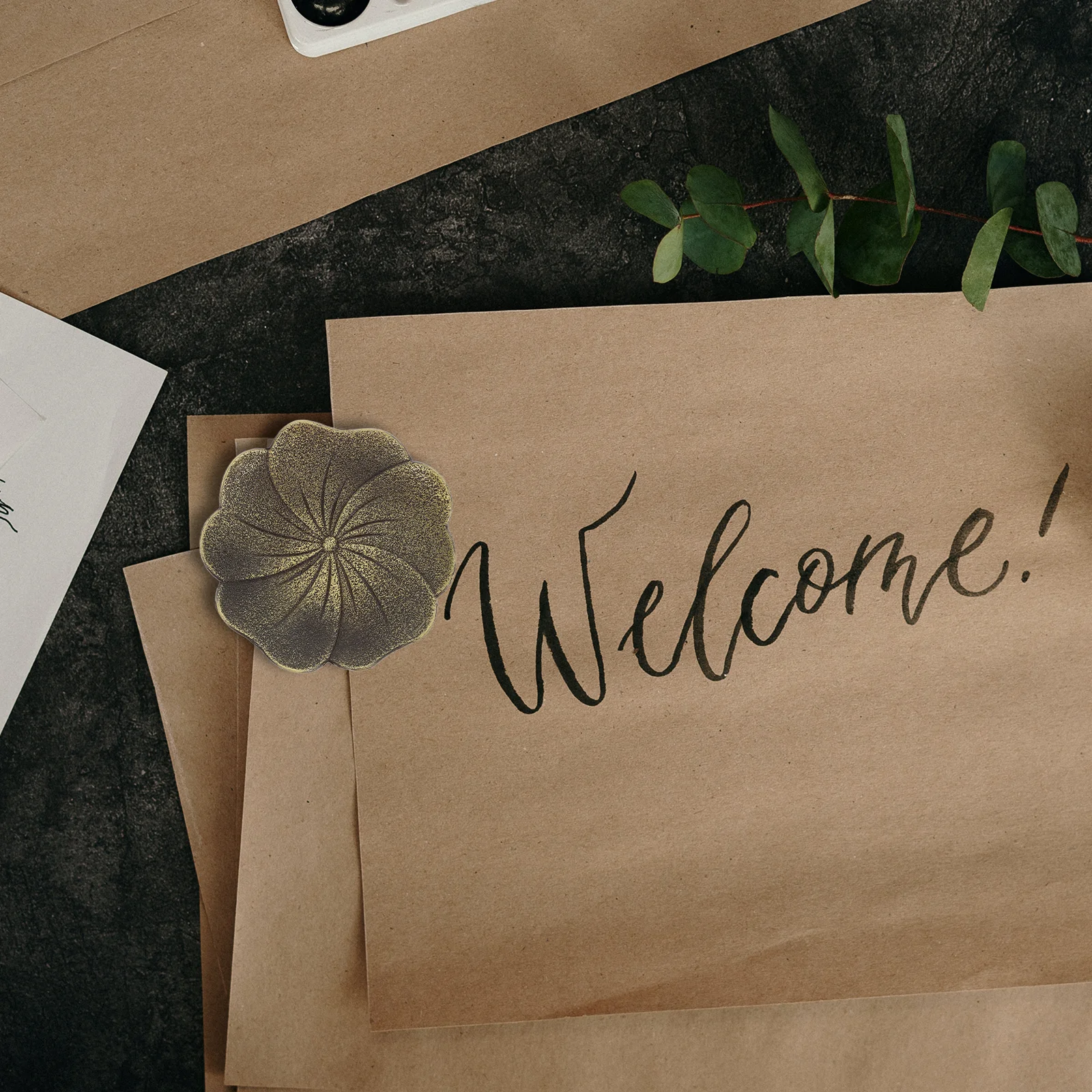 

Chinese Calligraphy Inkstone Copper Bronze Finish Cherry Blossom Pattern Ink Well Brush Holder Rest Traditional Calligraphy