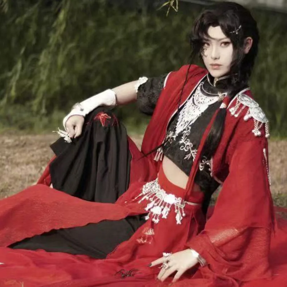 

Официальное благословение небес Xie Lian Hua Cheng, карнавальный костюм Hua Cheng Loulan Cos, платье Hanfu, полный комплект