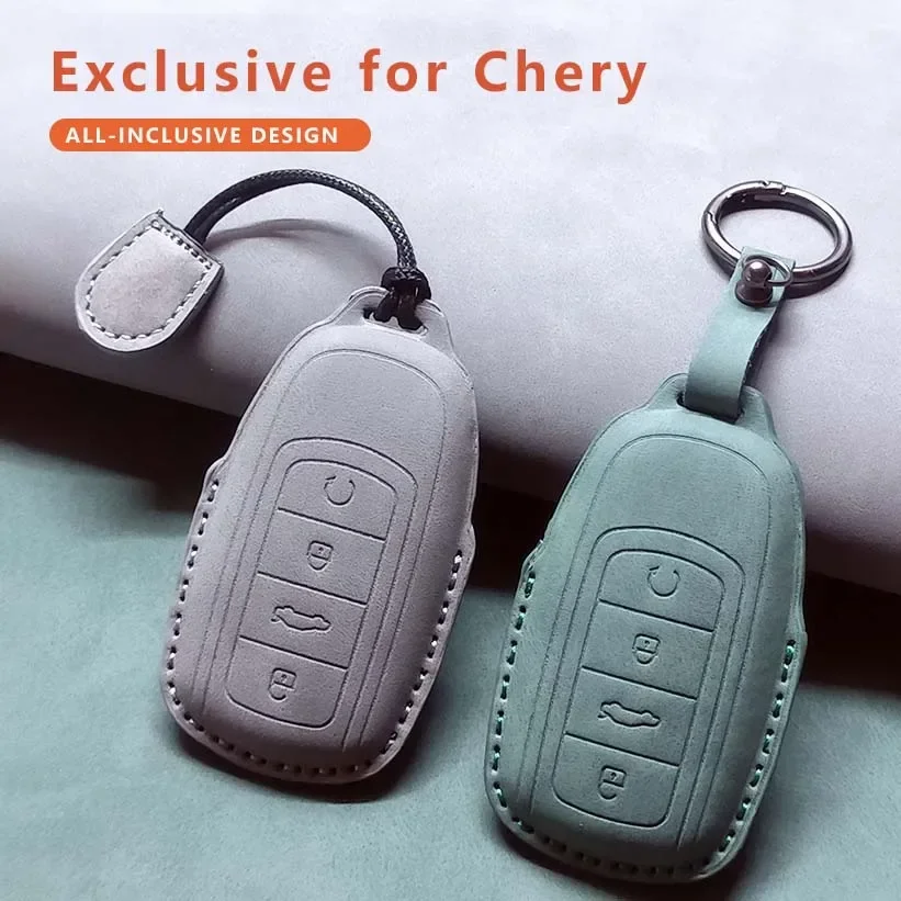 Чехол для смарт-ключа автомобиля для Chery Jaecco 7, Omoda 5, C5, E5, Arrizo 5 Plus, кожаный брелок, противоударный, прочный аксессуар.