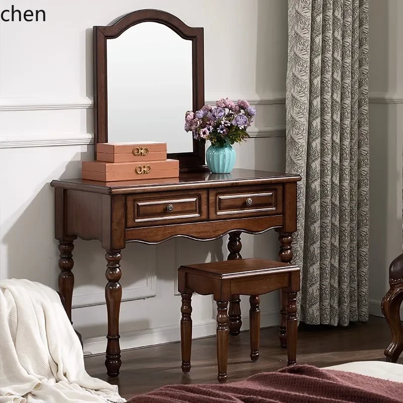 

D20- solid wood vanity table bedroom makeup desk with mirror all-in-one storage dressing table