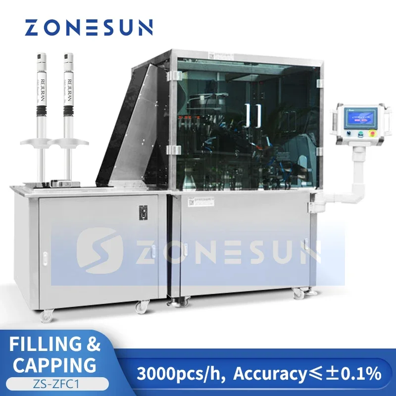 Zonesun Máquina automática de llenado y tapón de jeringa de producción de jeringa de alta velocidad Máquina envasadora de jeringa preenchida ZS-ZFC1