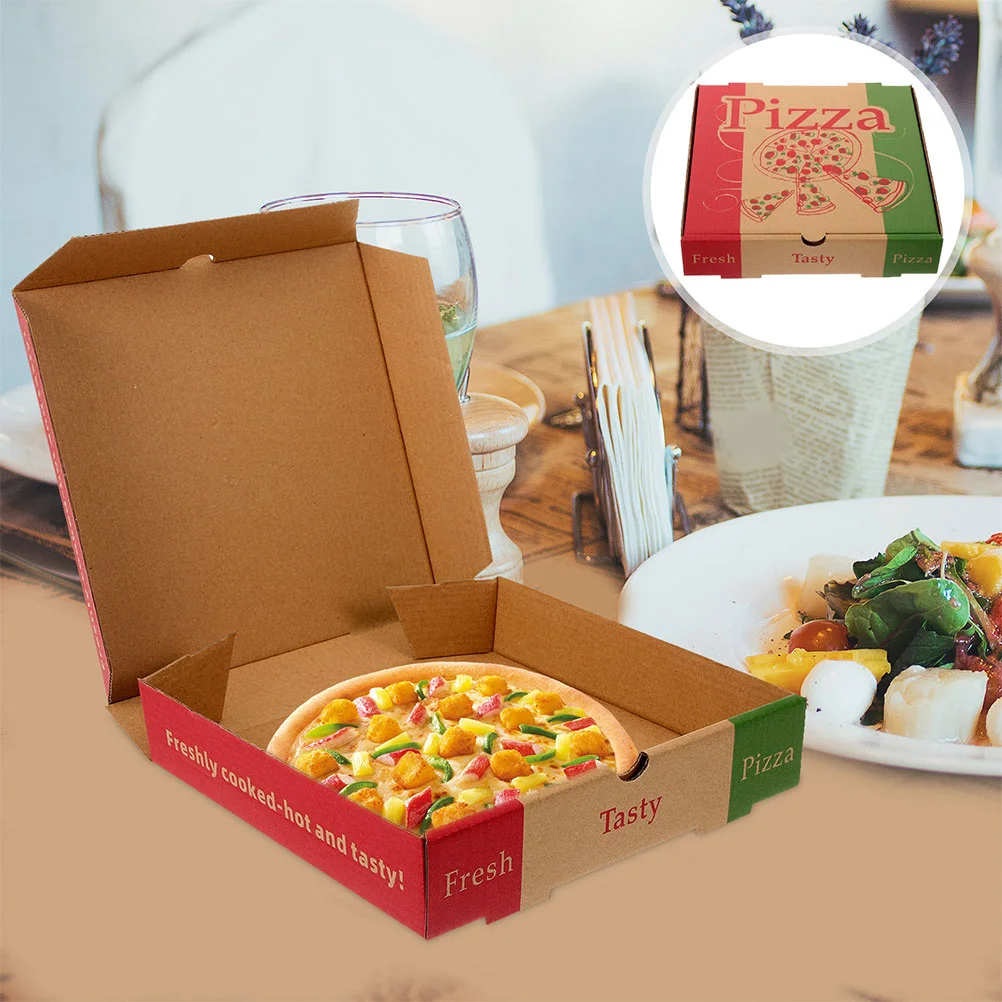 

10 Pcs Pizza Box Paper Trays Portable Boxes Practical Container Bakery Small Storage Containers