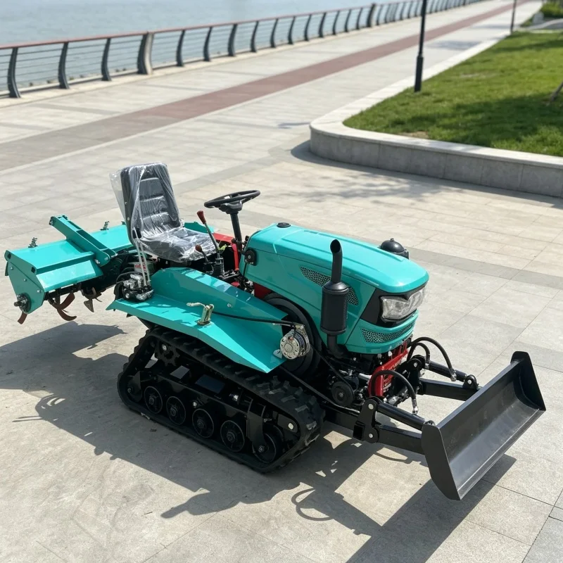 Customized Tracked Rotary Tiller, Integrated Farm Machine for Orchard Fertilizing Ditching, Farmland Ridging & Backfilling