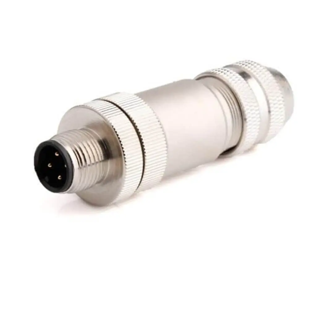 M12 Field Installable Conenctor 4Pin Male A-Code Metal Plug with Screw Termination Shield