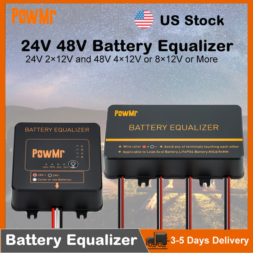 US Stock 24V 2×12V and 48V 4×12V or 8×12V or More Battery Equalizer Voltage Balancer Extend Batteries Life 1 Year and More for Batteries