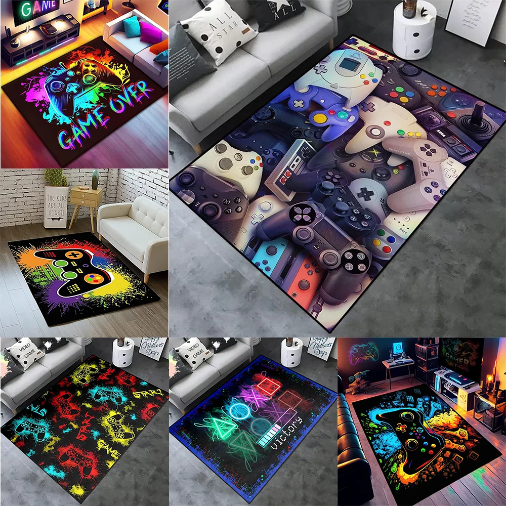 

Personalized Game Controller Area Rug Creative Kawaii Painted Gamepad Carpet for Room Decor Game Player Room Game enthusiast