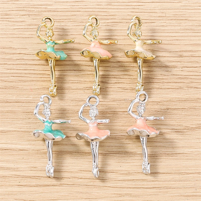 

10pcs 11x27mm Cute Enamel Metal Ballet Girl Charms Pendants for Jewelry Making Drop Earrings Necklaces Bracelets DIY Crafts Gift