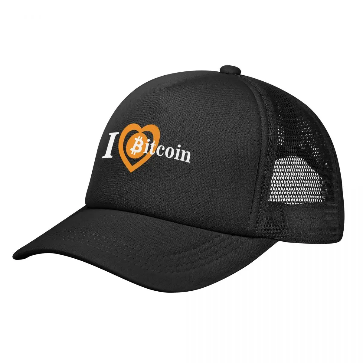 I Love Bitcoin Baseball Caps Unisex Snapback Hat Breathable Mesh Sun Gorras Bone