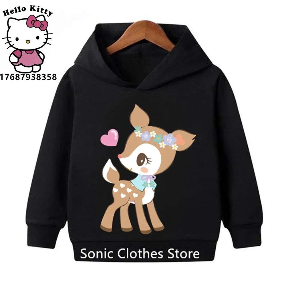 Hummingmint Hoodies Kids Sanrio Sweatshirts Girls Kawaii Pullover Anime Cartoons Boy Kids Casual Tops Hello Kitty Clothes