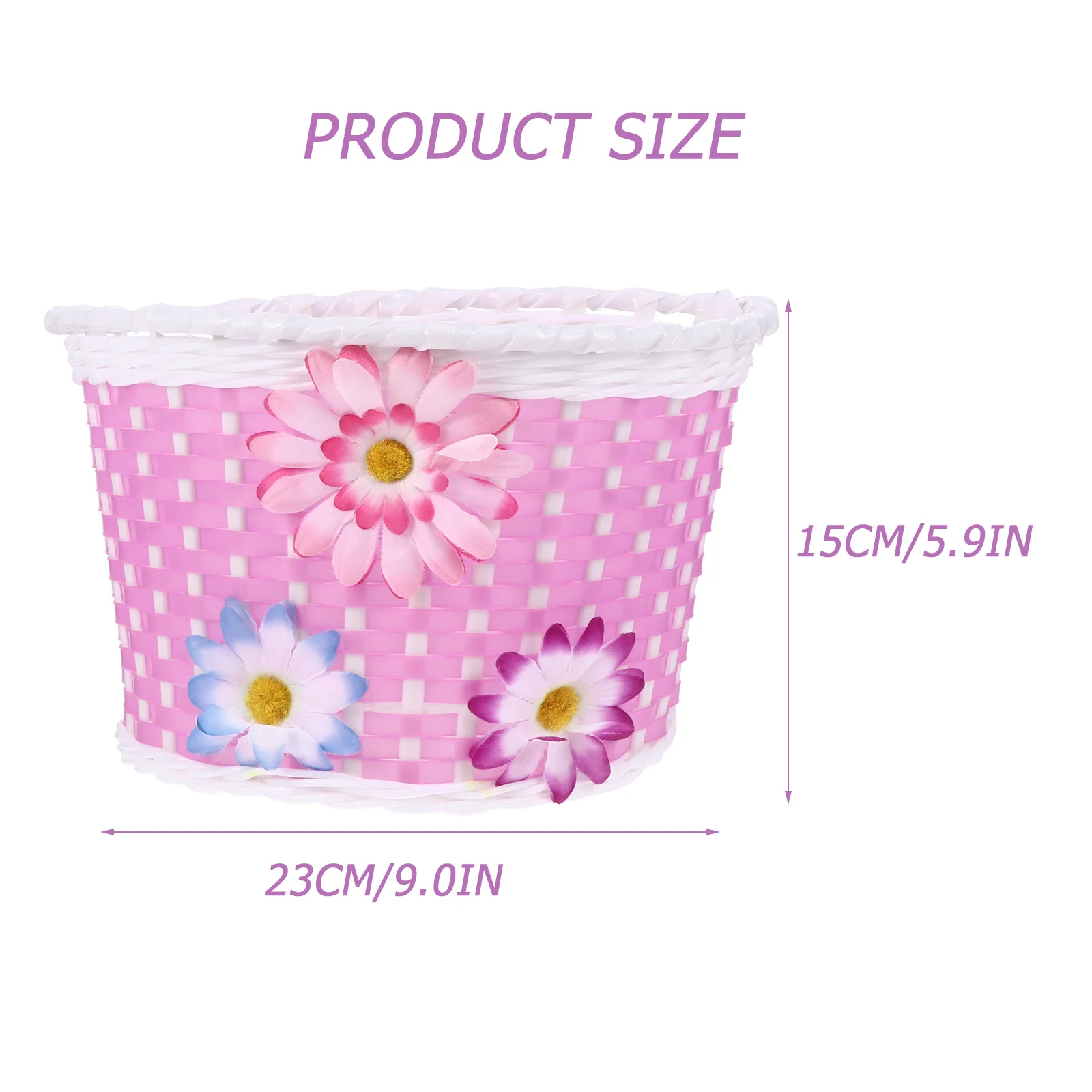 

Child Bike Basket Handmade Plastic Front Basket for Scooter Or Ride Storage Hanging Short Bar Decoration Fun