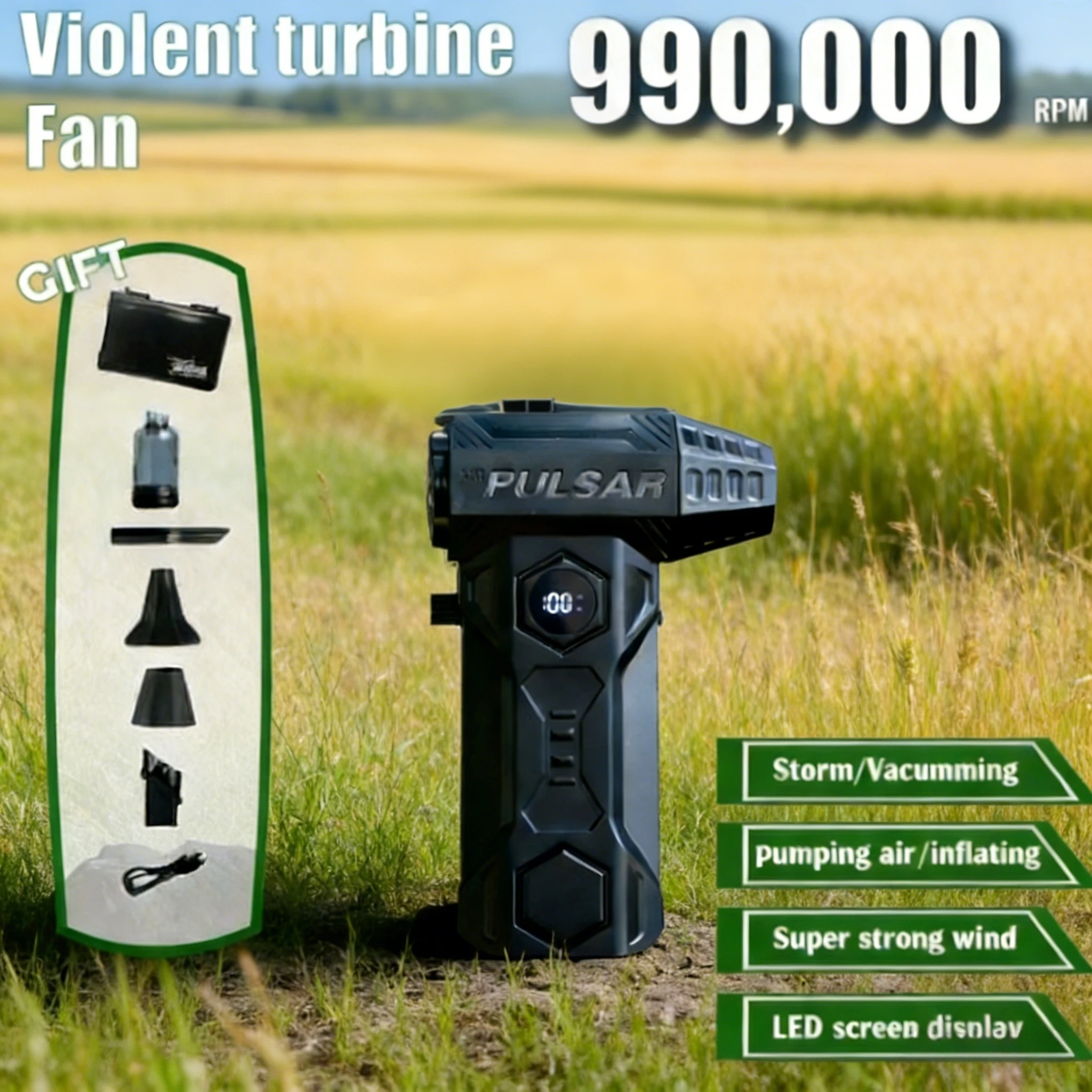 

Воздуходувка X11Pro Hurricane Blast | Бесщеточный пылесос 2-в-1 с частотой вращения 990000 об/мин, скоростью 75 м/с и аккумулятором 10000 мАч