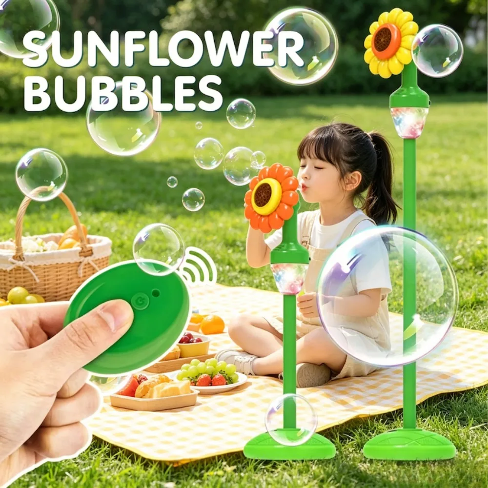Electric Sunflower Bubble Machine Street Lamp Music Style Bubble Flower Fully Automatic Bubble Toy Christmas Gifts for Children