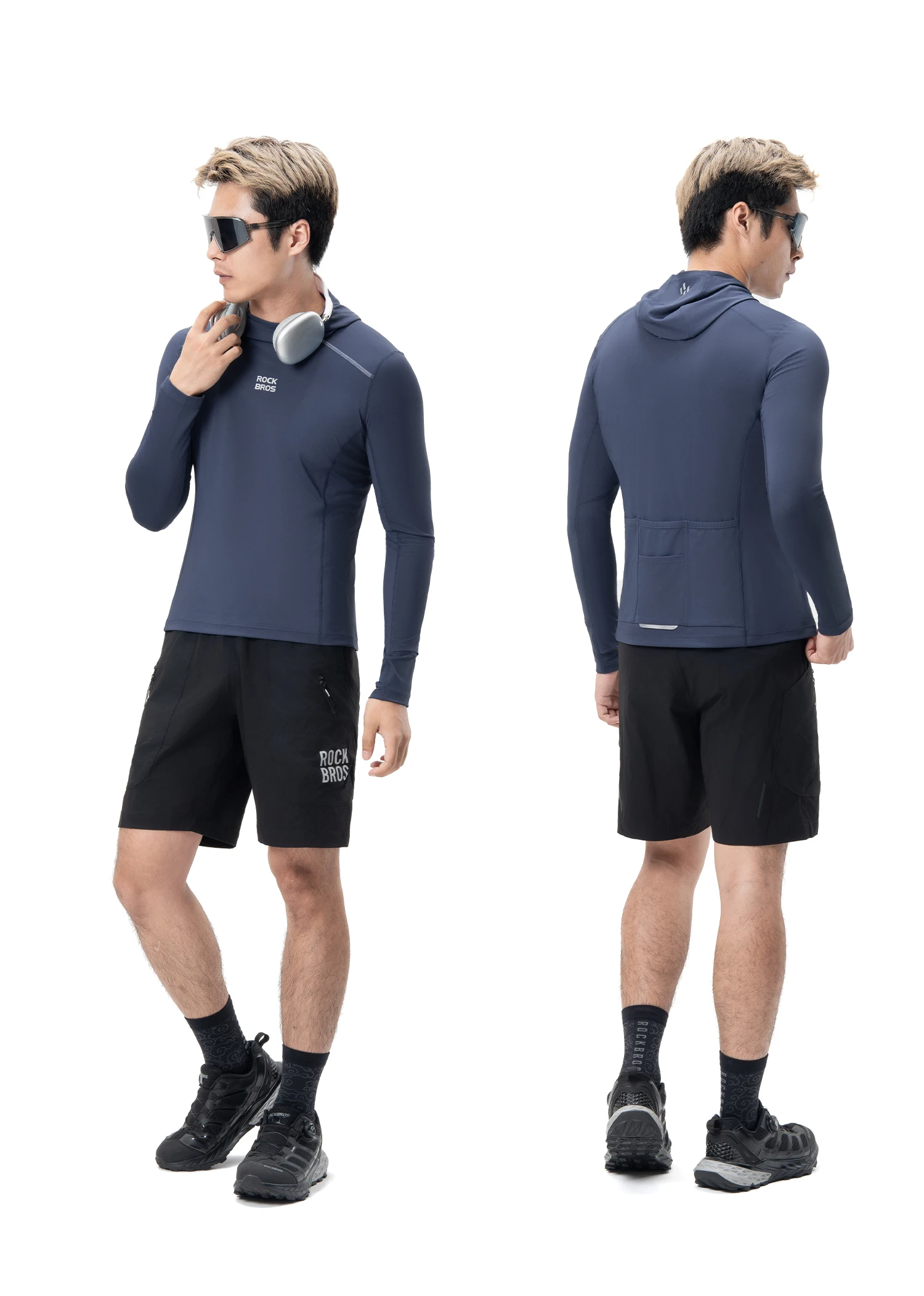 ROCKBROS Kapuzen-Sweatshirt mit langen Ärmeln, atmungsaktiv, sonnenschützend, für Fitnessstudio und Sport, aus umweltfreundlichem Stoff, schnelltrocknend, Fahrradbekleidung. – Detail 8