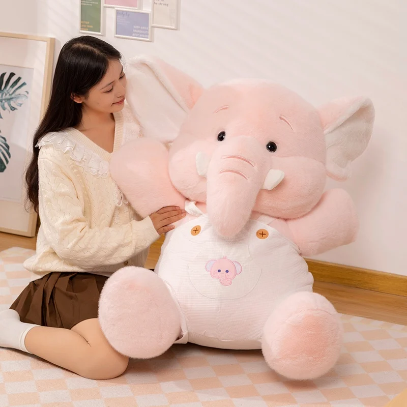 2 Color Super Soft Fluffy Stuffed Animals Plush Elephant Toy Cartoon Long Nose Elephants Doll for Kids Gift Baby Sleeping Pillow